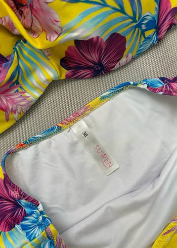 Sarı Çiçekli Retro Mini Bikini - Görsel 3