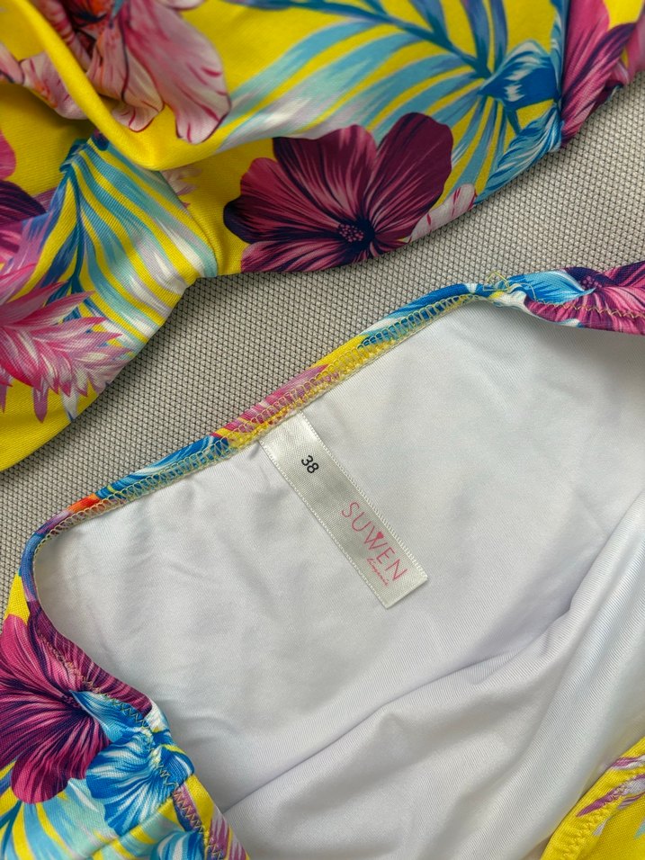 Sarı Çiçekli Retro Mini Bikini - Görsel 3
