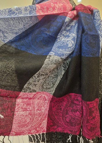 Kadın Çok Renkli Bohem Drapeli Şal - Görsel 5