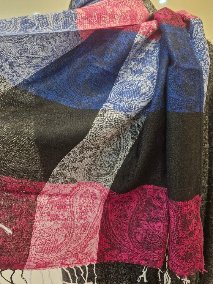 Kadın Çok Renkli Bohem Drapeli Şal - Görsel 5