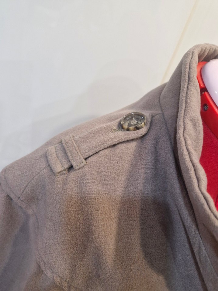 Düğmeli Midi Bej Panço Kaban - Görsel 4