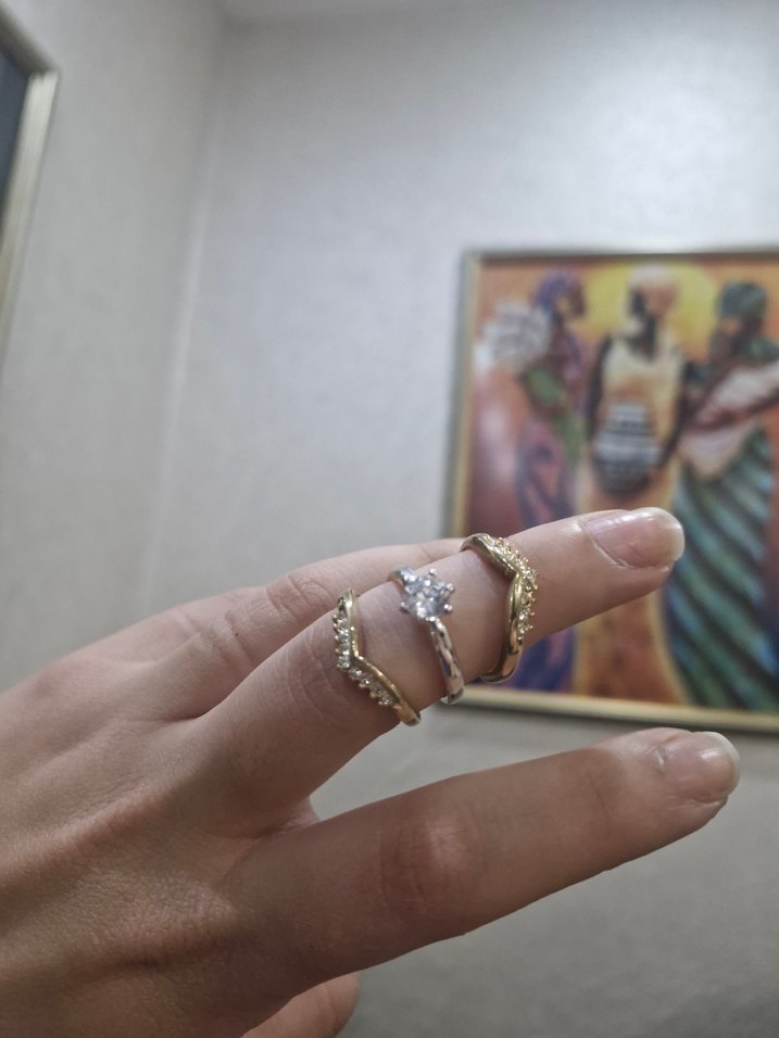 Taş Detaylı Altın Renkli Modern Klasik Çoklu Yüzük - Görsel 3