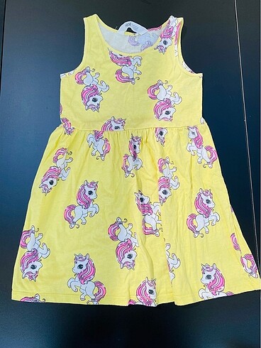 Penye askılı rahat elbise desenli 4-6 yaş hm - Görsel 2