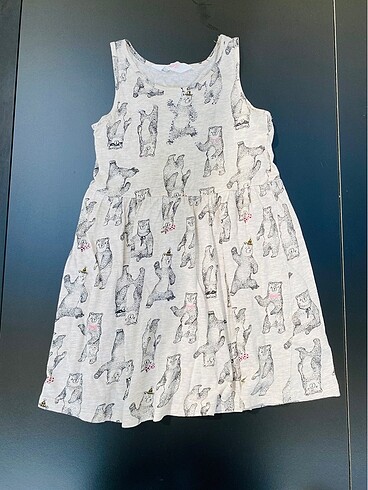 Penye askılı rahat elbise desenli 4-6 yaş hm - Görsel 4