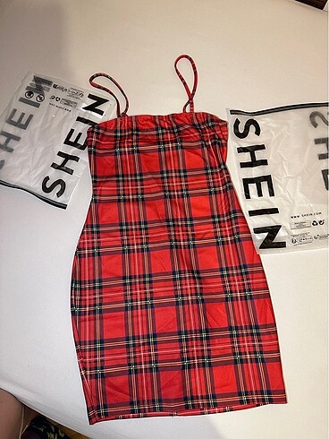 Shein ekose elbise
