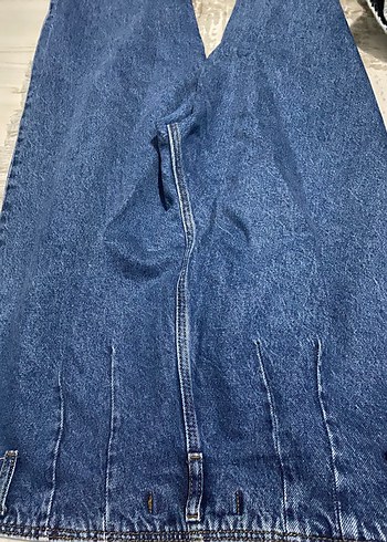 40 Beden mavi Renk Düğmeli Mavi Midi Boy Bol Kesim Kadın Kot Pantolon mom