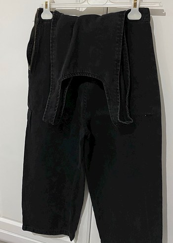 Siyah Bel Detaylı Bol Kesim Kadın Kot Pantolon - Görsel 2