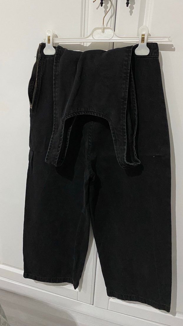 Siyah Bel Detaylı Bol Kesim Kadın Kot Pantolon - Görsel 2