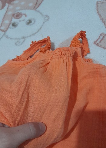 Turuncu Fırfırlı Kolsuz Bebek Takımı - Görsel 5