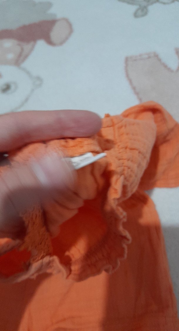 Turuncu Fırfırlı Kolsuz Bebek Takımı - Görsel 3