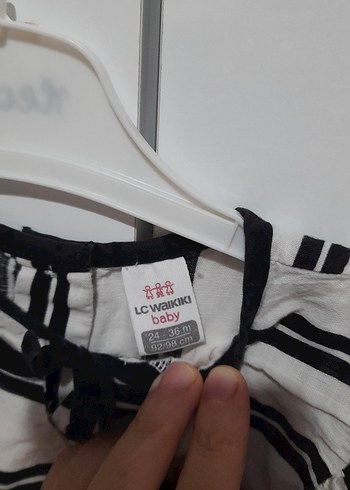 Kız Çocuk Beyaz Siyah Çizgili Salaş Elbise - Görsel 2