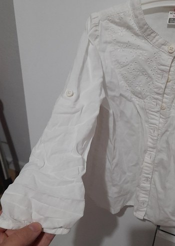 Kız Çocuk Beyaz Nakışlı Uzun Kollu Gömlek - Görsel 2