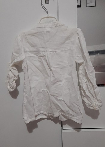 Kız Çocuk Beyaz Nakışlı Uzun Kollu Gömlek - Görsel 5