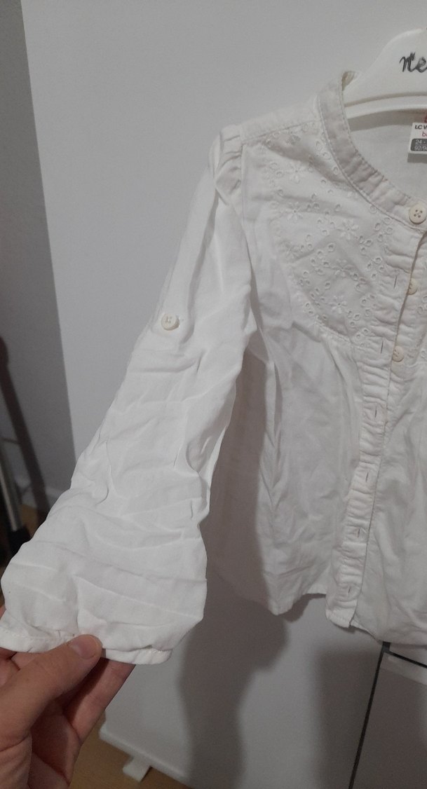 Kız Çocuk Beyaz Nakışlı Uzun Kollu Gömlek - Görsel 2