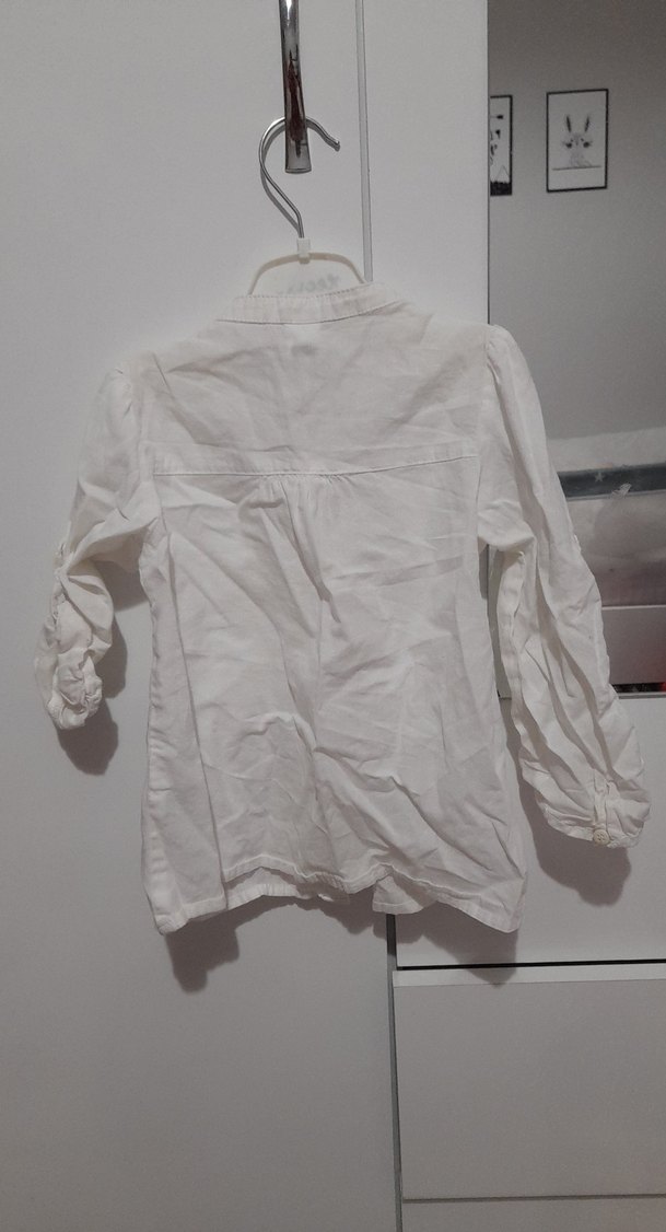 Kız Çocuk Beyaz Nakışlı Uzun Kollu Gömlek - Görsel 5