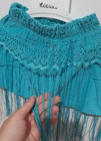 Püsküllü Turkuaz Bohem Kız Eteği - Görsel 2