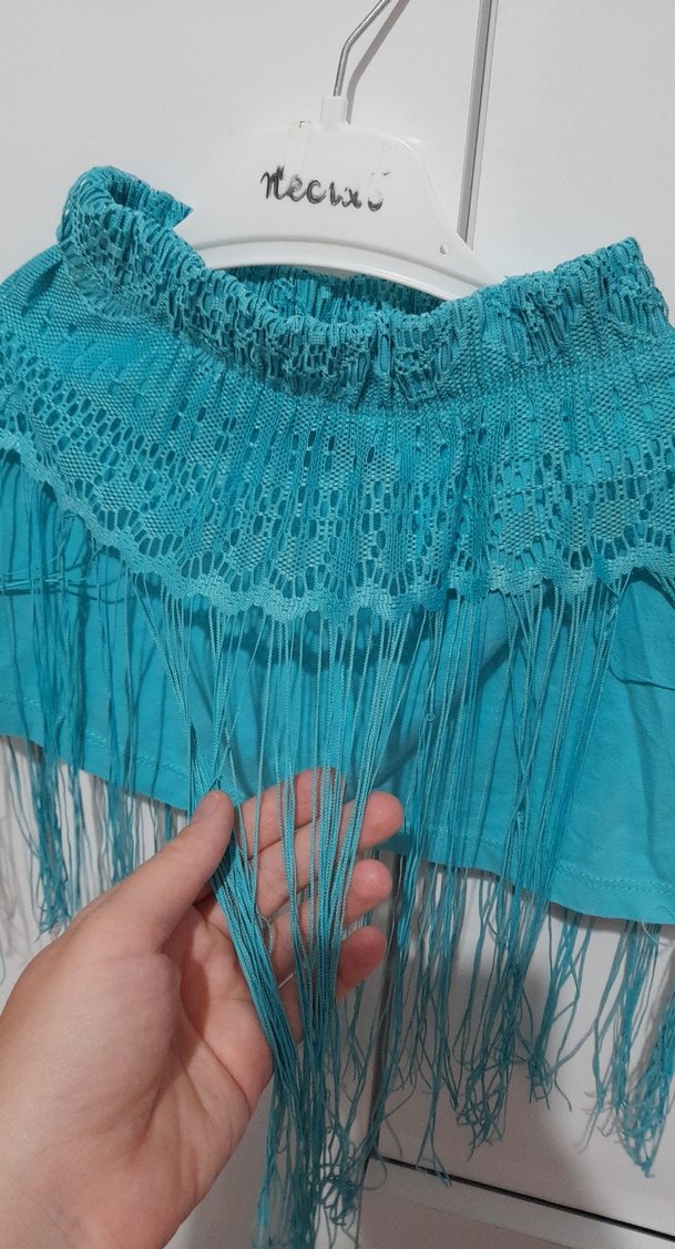 Püsküllü Turkuaz Bohem Kız Eteği - Görsel 2