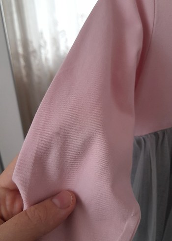 Pembe Gri Kız Çocuk Uzun Kollu Elbise - Görsel 4