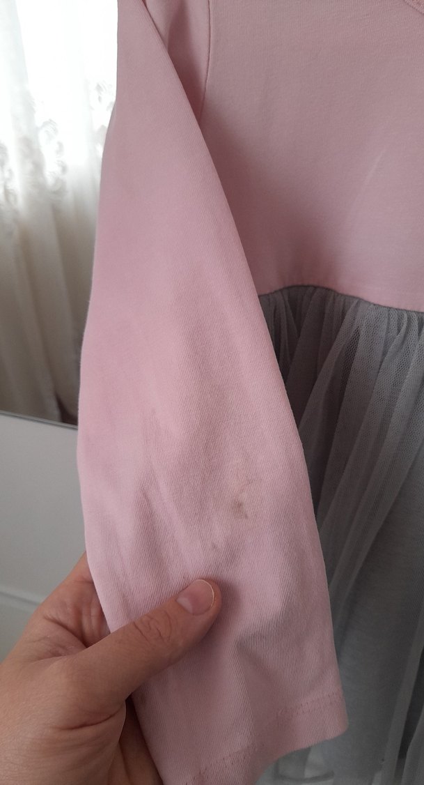 Pembe Gri Kız Çocuk Uzun Kollu Elbise - Görsel 3