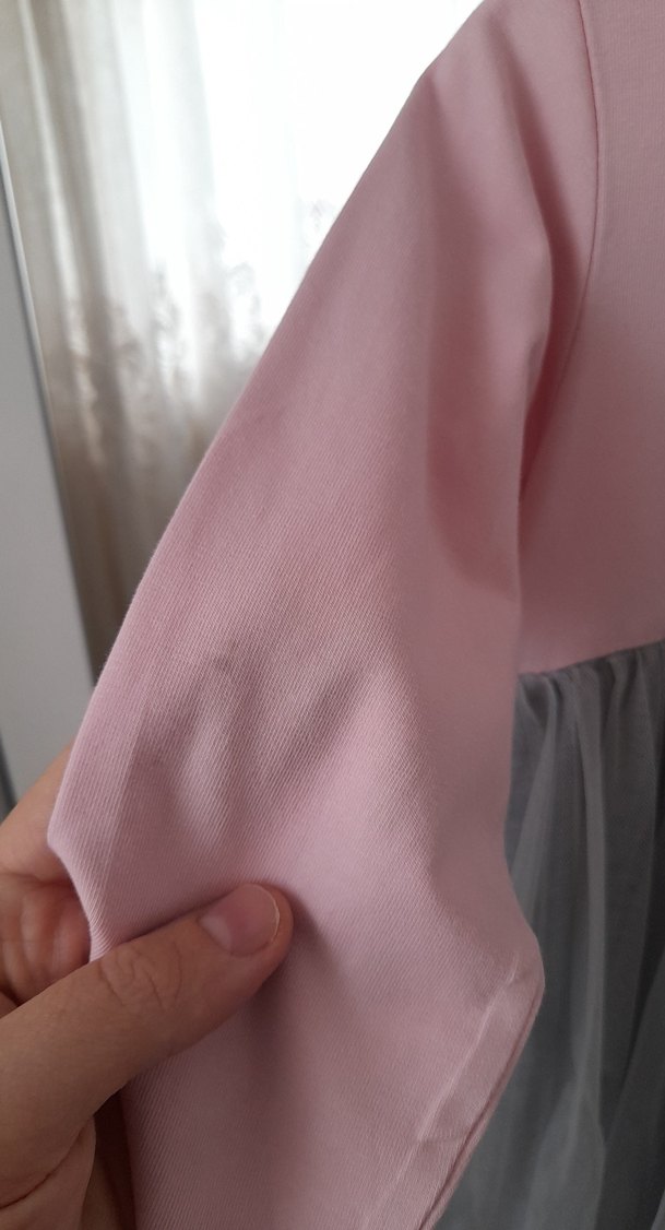 Pembe Gri Kız Çocuk Uzun Kollu Elbise - Görsel 4