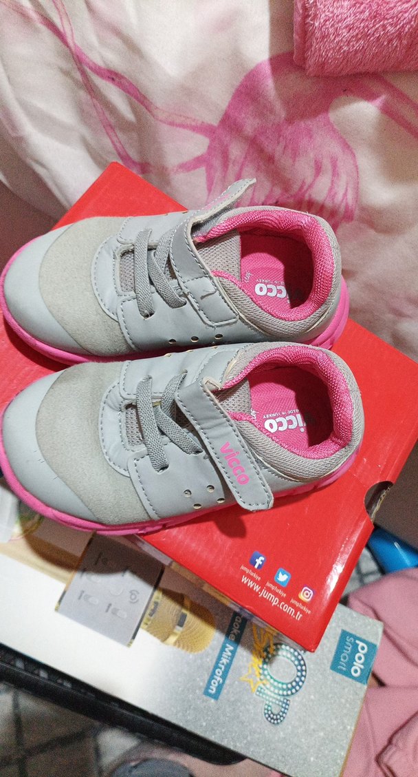 Kız Çocuk Pembe Gri Cırtcırtlı Spor Ayakkabı - Görsel 2