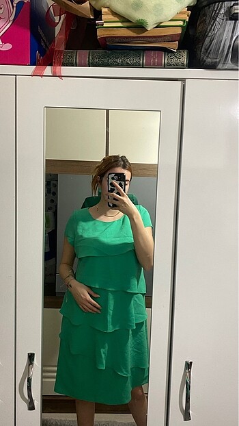 Yeşil Kat kat elbise