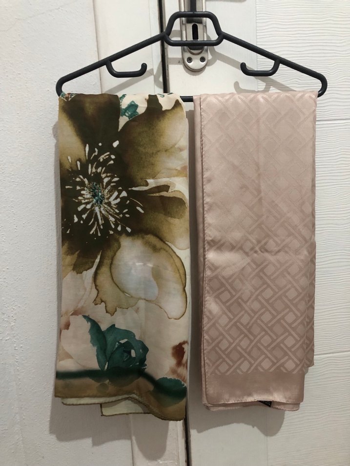 Bej Bohem Tarz İpek Kadın Fular - Görsel 2