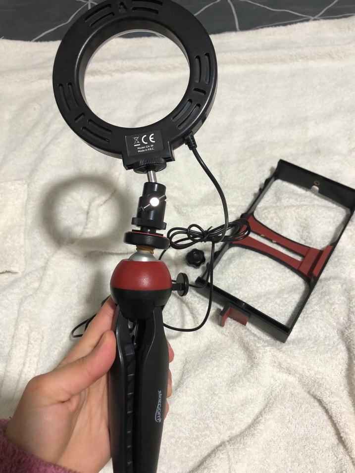 Kırmızı Tripodlu Selfie Çubuğu ve Halka Işık - Görsel 3