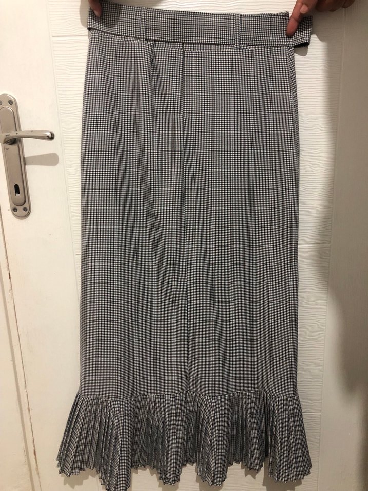 Gri Pilili Uzun Kadın Etek - Görsel 2