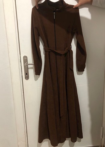 Uzun Kesim, Yüksek Yakalı Camel Kadın Kaban - Görsel 4