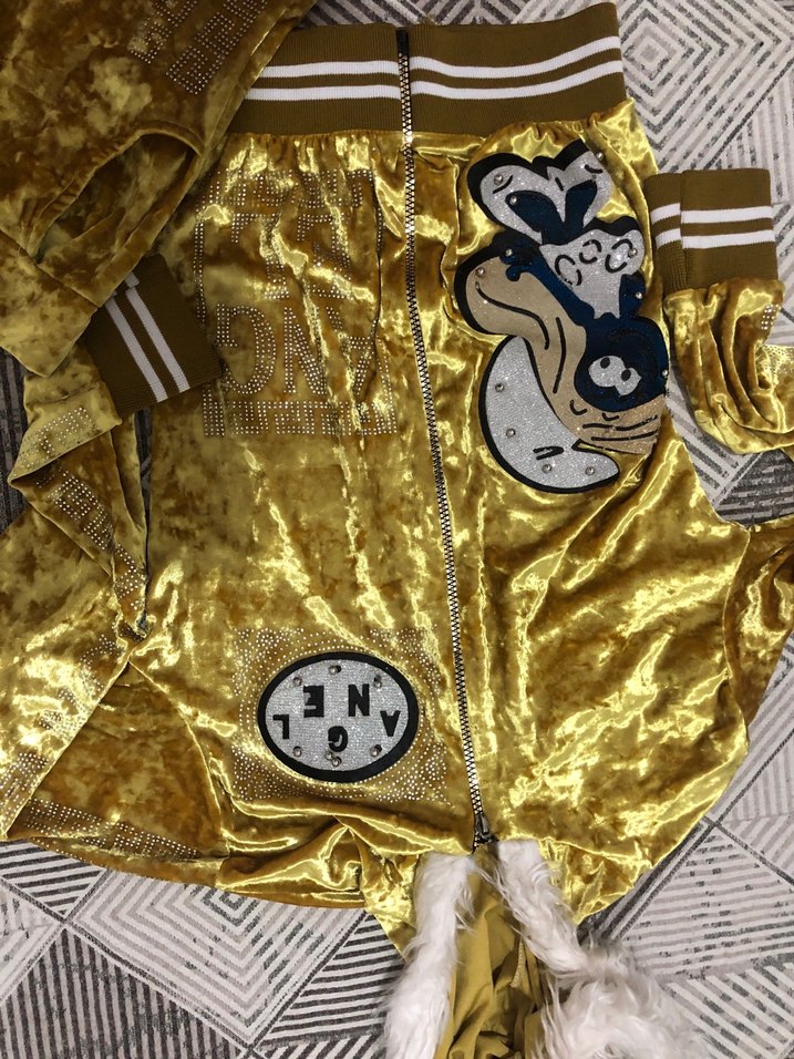 Kadın Altın Renk Parlak Kapüşonlu Eşofman Takımı - Görsel 4