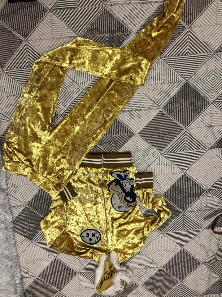 Kadın Altın Renk Parlak Kapüşonlu Eşofman Takımı - Görsel 3