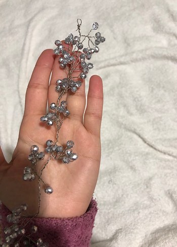 Boncuklu Bohem Gri Saç Aksesuarı - Görsel 2