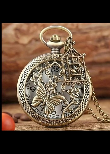 Diger Zincir Detaylı Vintage Bohem Cep Saati
