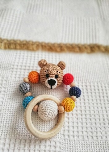 Amigurumi diş kaşıyıcı, çıngırak 