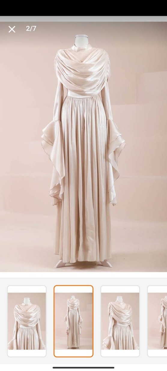 Drapeli Beyaz Uzun Kadın Abiye - Görsel 2