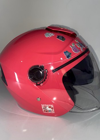 Şeffaf vizörlü pembe yarım kask - Görsel 2
