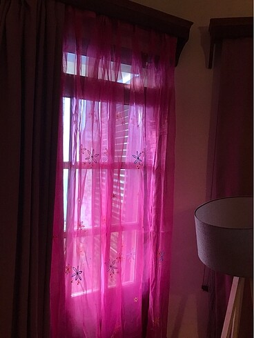 Taç Linens Marka Pembe Tül Perde