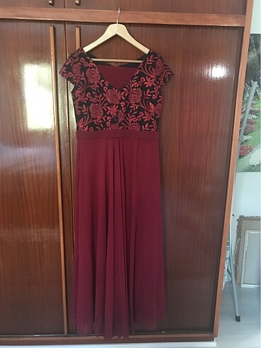 44 Beden bordo Renk Kına Elbise Bordo Sultan Elbisesi