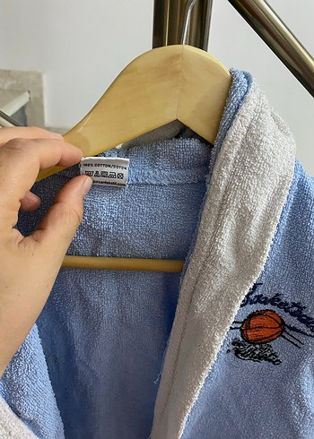 Kapüşonlu Erkek Çocuk Bornoz Mavi - Görsel 5