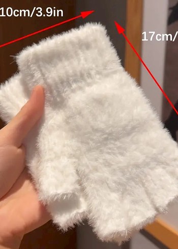 beyaz tüylü eldiven coquette - Görsel 5