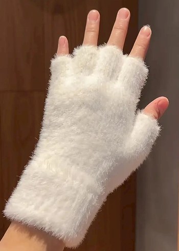 beyaz tüylü eldiven coquette - Görsel 3