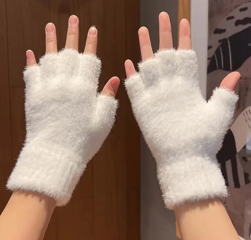 beyaz tüylü eldiven coquette - Görsel 4