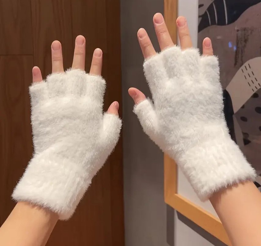 beyaz tüylü eldiven coquette - Görsel 2