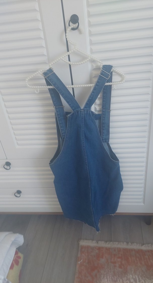 Mavi Denim Kısa Askılı Tulum - Görsel 2