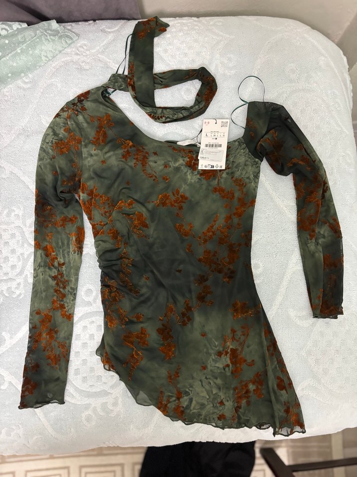 Zara Asimetrik Tül Bluz - Görsel 4