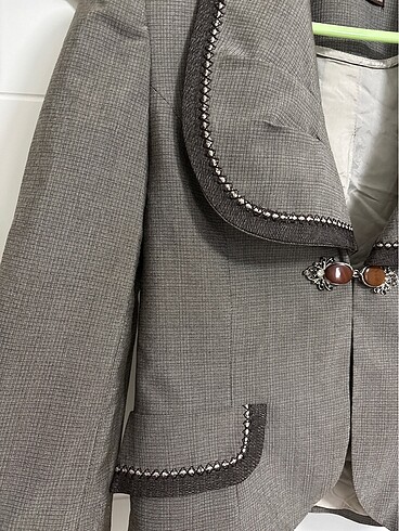 vintage kısa blazer - Görsel 3