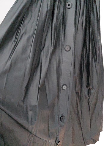 Düğmeli Siyah Uzun Kollu Gotik Elbise deri - Görsel 3