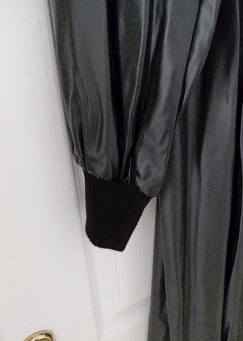 Düğmeli Siyah Uzun Kollu Gotik Elbise deri - Görsel 2