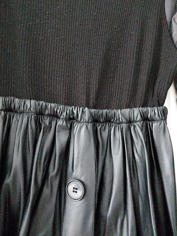 Düğmeli Siyah Uzun Kollu Gotik Elbise deri - Görsel 4